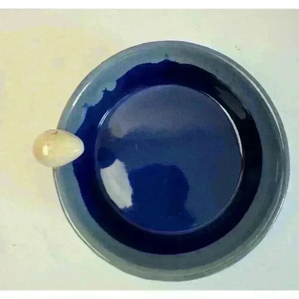 Tumbleweed Pottery-Light/Dark Blue & Tan Egg-5.5” Pottery Bowl trinket dish